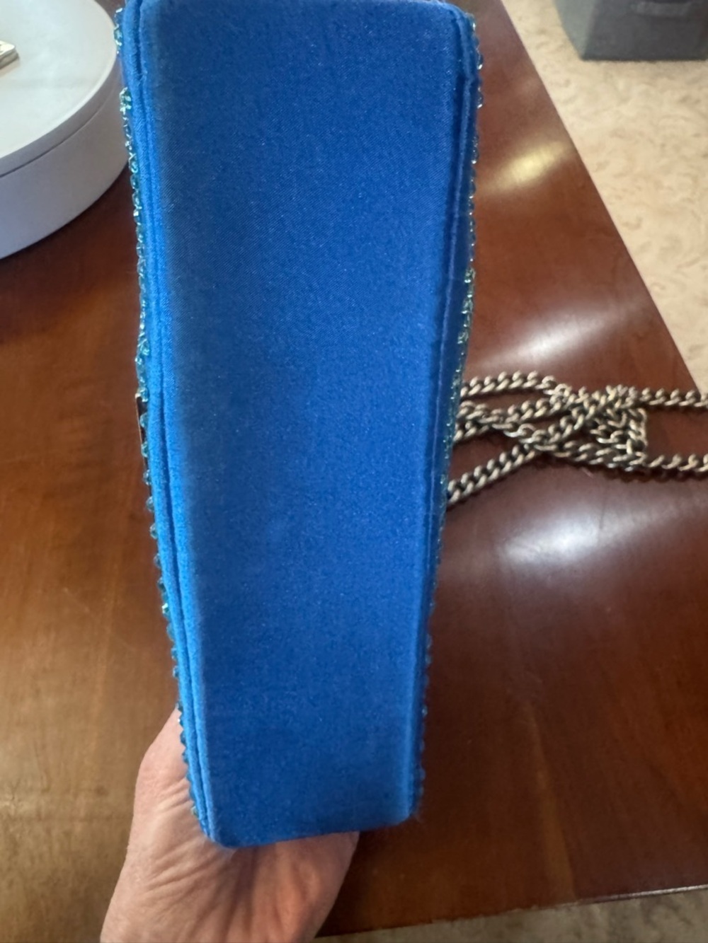 Kurt Geiger Electric Blue and Crystals Kensington crossbody with Pull-through - Picture 4 of 7
